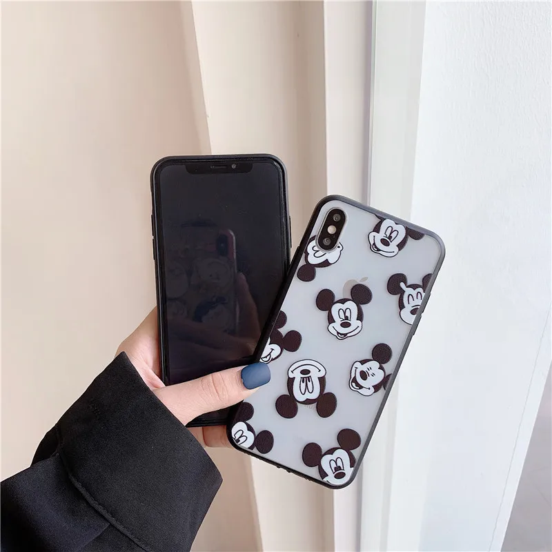 FastDeng простой мультяшный чехол с Микки и Минни для iPhone 6, 6s, 7, 8 plus, матовый чехол с милым рисунком мышки для iPhone X, XR, XS, Max, чехол