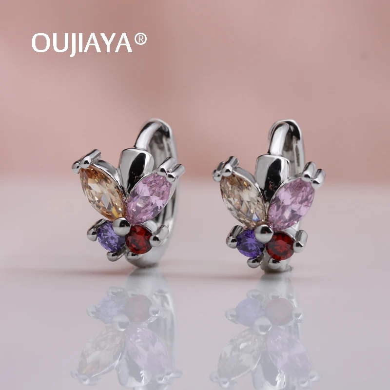 

Oujiaya Delicate little butterfly Natural Zircon Drop Earrings Gift 585 Rose Gold earring Dangle hot sell Wedding accessory A121