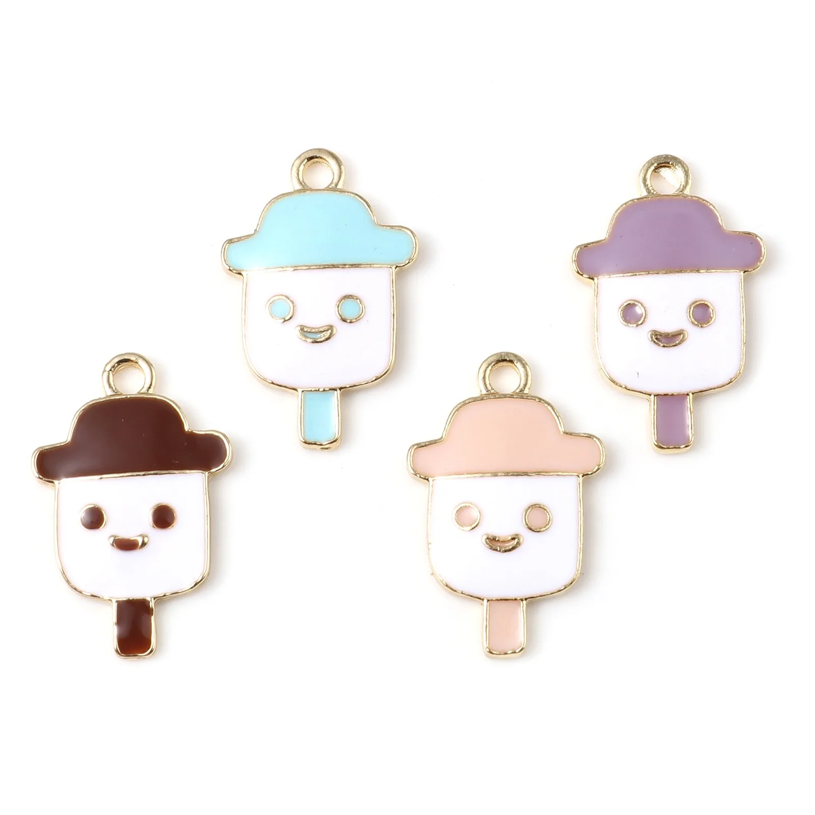 

10 PCs Hot Summer Ice Lolly Charm Pendants Purple Pink Blue Brown Enamel Food Charms For Jewelry Making Necklace DIY Accessories