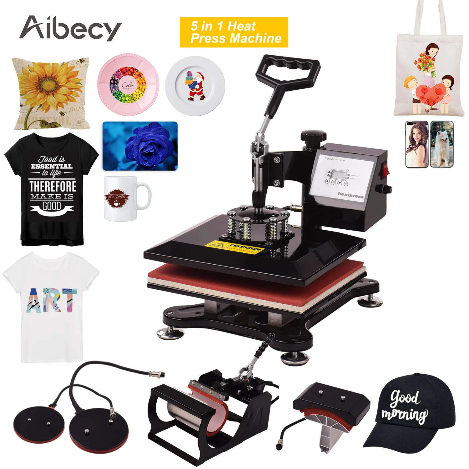 Термопресс 5 в 1 машина для сублимации передачи тепла вращение на 360 градусов