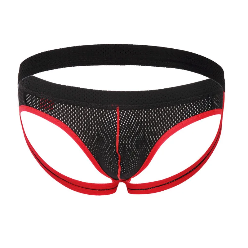 

Men's underwear Thongs WJ mesh men's mesh breathable double thong T pants male