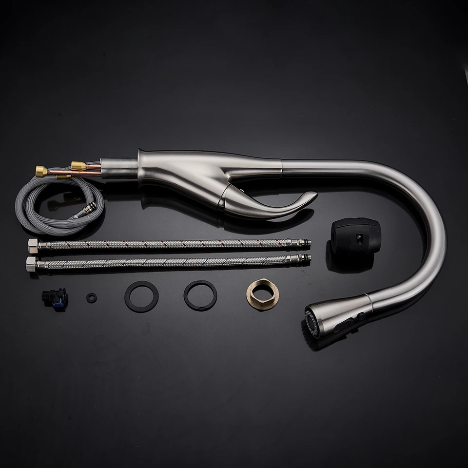 

Black/Brushed Kitchen Faucet Hot And Cold Water Mixer Faucet For Spring Kitchen Pull Down Mixer Crane 2 Function Spout