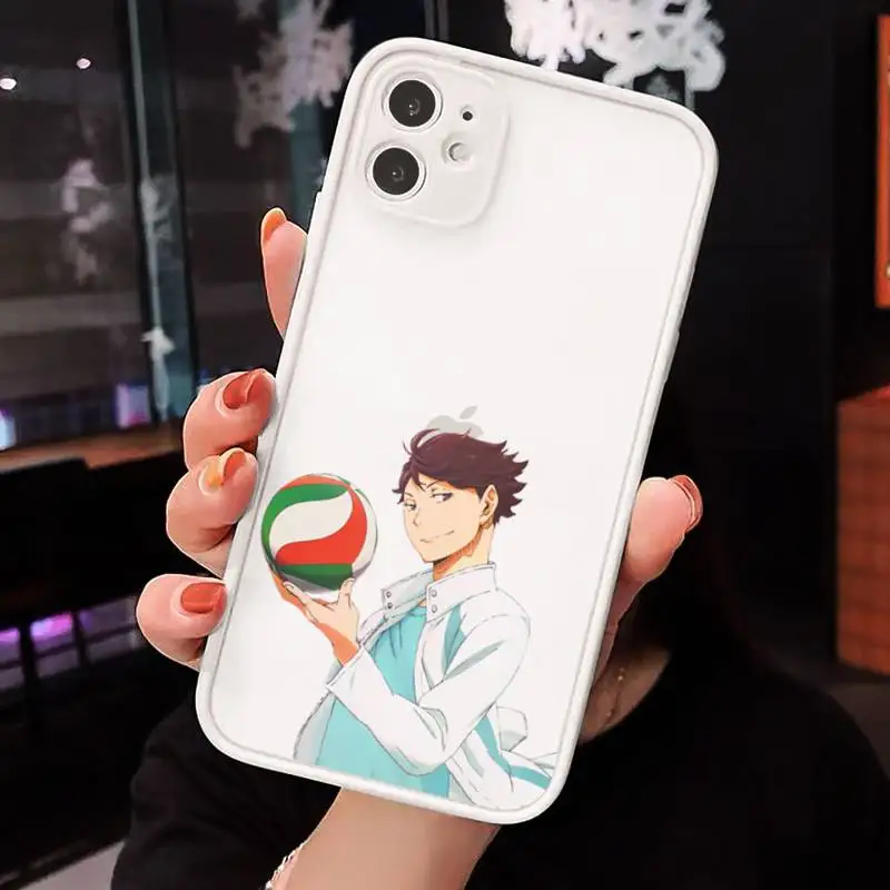 

Haikyuu Oikawa Phone Case For iPhone 12 11 Mini Pro XR XS Max 7 8 Plus X Matte transparent White Cover