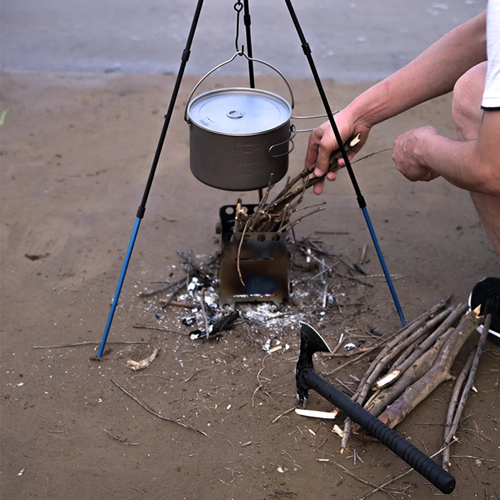 

Adjustable Outdoor Campfire Picnic Cookware Tripod Ultra-light Portable Aluminum Alloy Hanging Hook Chain Cooking Pot Grill