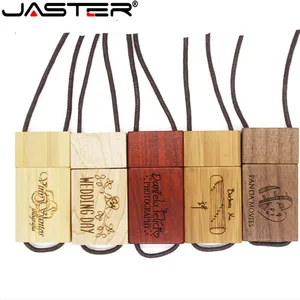 Деревянный USB-флеш-накопитель JASTER Lanyard, флэш-накопитель из красного дерева, 4 ГБ, 8 ГБ, 16 ГБ, 32 ГБ, 64 ГБ, Бамбуковая память, магнитная гравировка, свадебные подарки