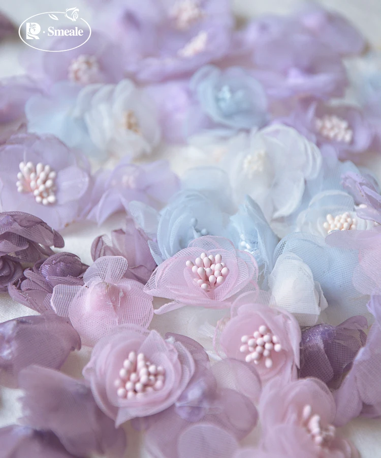 10PCS/Lot Handmade Baby Clothes Organza 3D Small Flower Bud Mini Flowers Dress Headwear Earring Hat Bag DIY Decoration RS2884 | Дом и сад