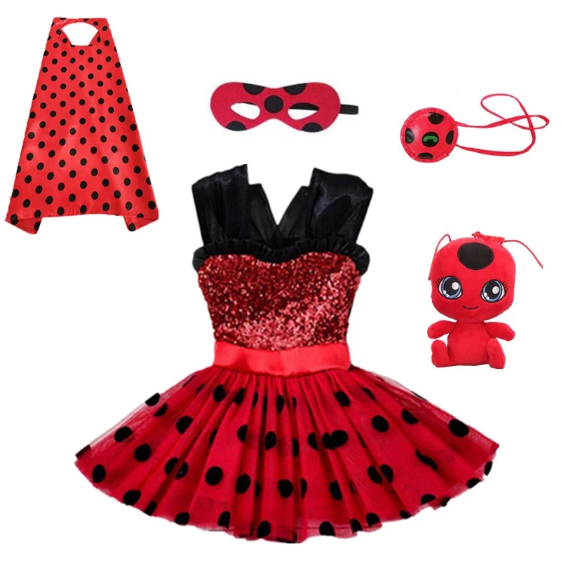 Карнавал 2021 Redbug маскарадные костюмы для девочек Летнее DressRed bug маринетт Тикки