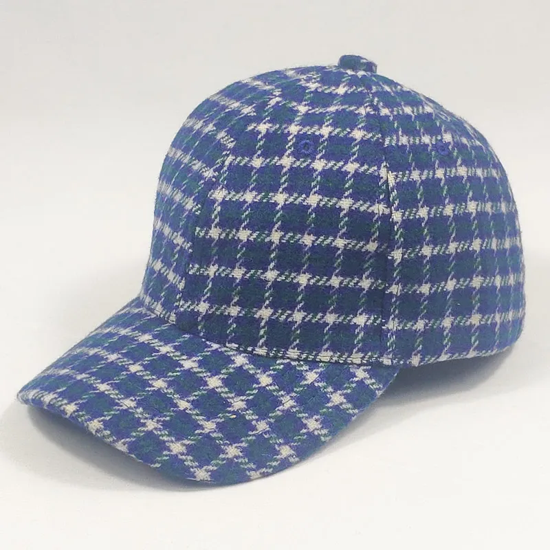 Синий 3-8yrs Wool Blend Tweed Kids Cap Plaid Winter Baseball Cap for Boys Girls Yellow Blue Brown - Цвет: Синий