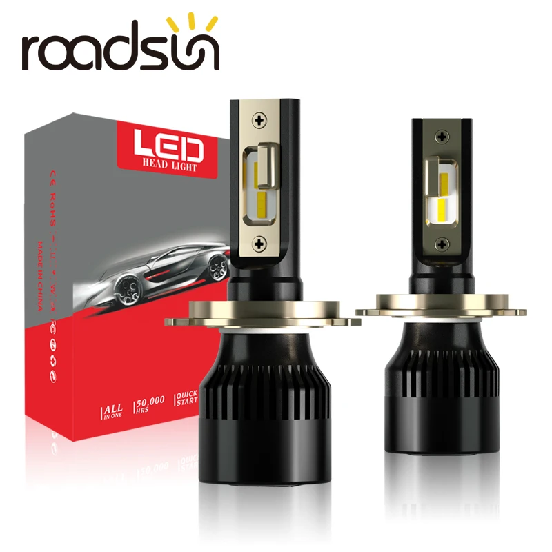 Roadsun H4 H7 светодиодный автомобильный светильник CSP H1 H11/H8 H3 9005/HB3 9006/HB4 Hir2 12V 24V 72W 12000LM