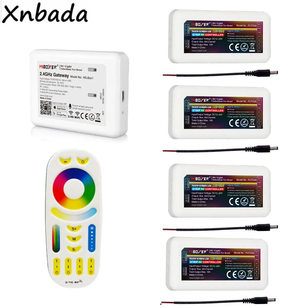 Поглащающей нагрузкой, Box1 подобным WI-FI Ibox2 контроллер с помощью приложения на телефоне+ 2,4 г RGBWW 4-зонный пульт дистанционного управления+ RGB светодиодные ленты контроллер DC12-24V