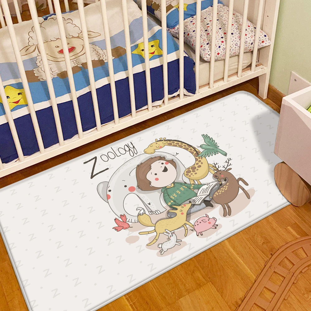 

Cartoon Children 3D Printed Non-slip Carpets For Living Room Bedroom Area Rug Soft Flannel Kids Room Play Crawl Floor Mat Decor
