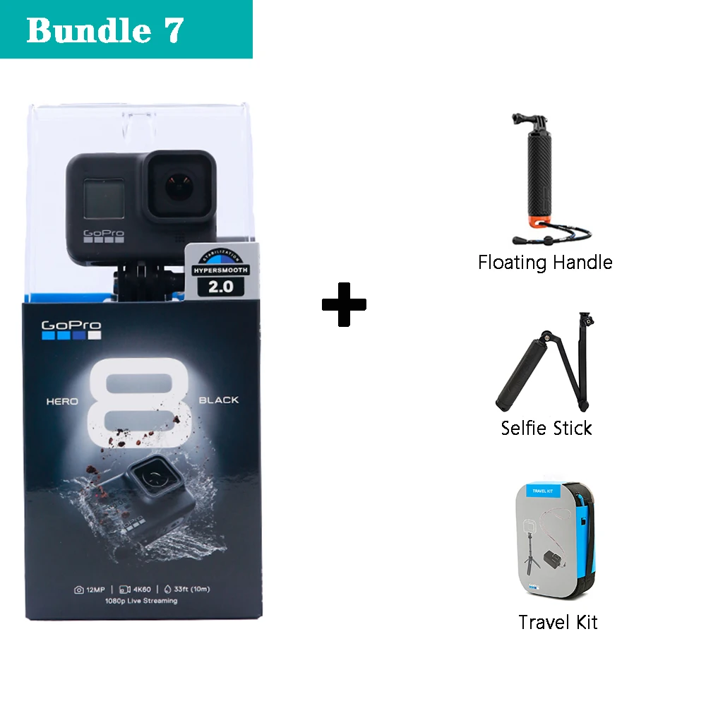 Bundle 7 GoPro HERO 8 черная экшн-камера Профессиональная водонепроницаемая Спортивная камера 4K видео Cam Live Streaming Deportiva - Цвет: Bundle 7