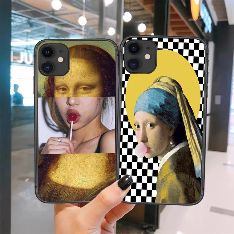 Ретро арт мягкий силиконовый телефон для iPhone 11Pro 12Pro Max SE 2020 Эстетическая Мона Лиза