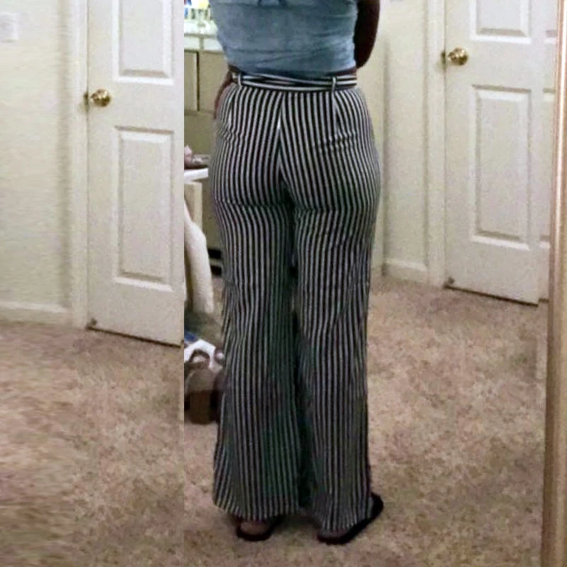 Женские широкие брюки Palazzo Длинные свободные с высокой талией на шнурке в полоску