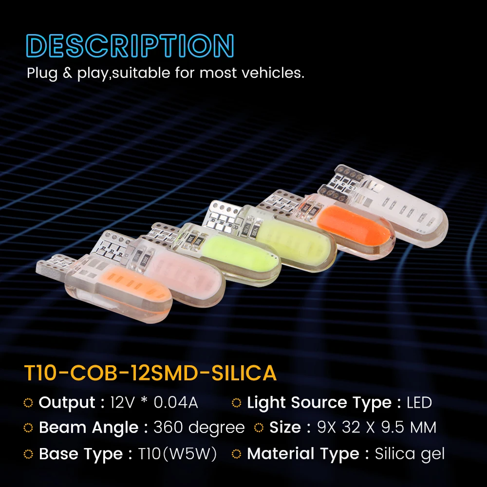 100 шт./лот T10 194 168 COB 12SMD SILICA W5W 12 Led лампа для чтения 12V DC Индикатор лампы