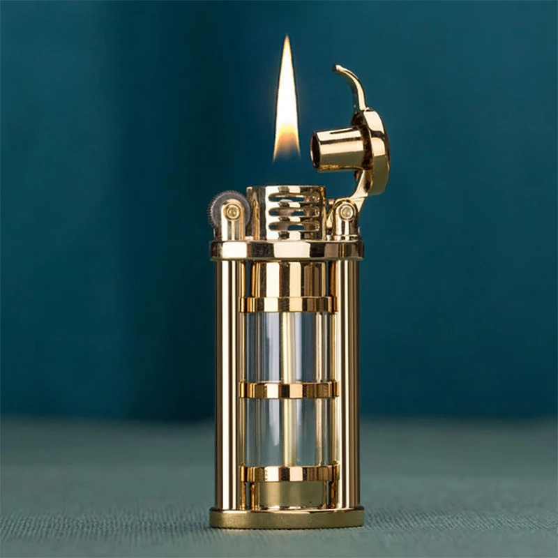 zorro gasoline kerosene lighter transparent oil bin creative windproof antique metal grinding wheel smoking accessories gadgets free global shipping