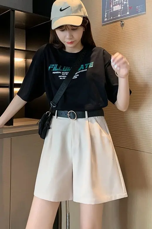 

Women's Shorts Summer Fashion BF Style Casual Neutral Pants Running Loose Sports New Listing White Black Office College