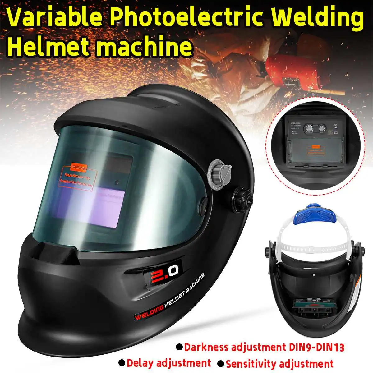 

Сварочная маска, шлем с автоматическим затемнением, на солнечной батарее, с 4 дуговыми датчиками