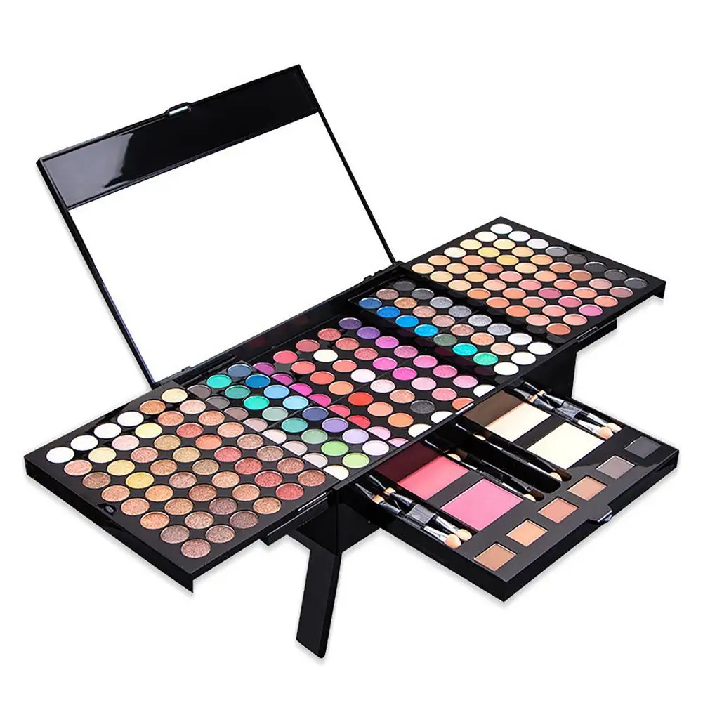 

194 Makeup Set Earth Color Pearlescent Blush Foundation Makeup Set Piano Folding Baibao Matte Blue Glitter Eyeshadow
