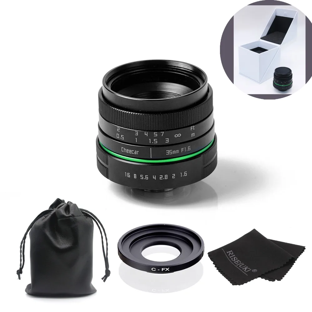 

Pop green circle 35mm APS-C CCTV camera lens For Fujifilm X-E1,X-Pro1 with C-FX adapter ring +bag +gift +big box