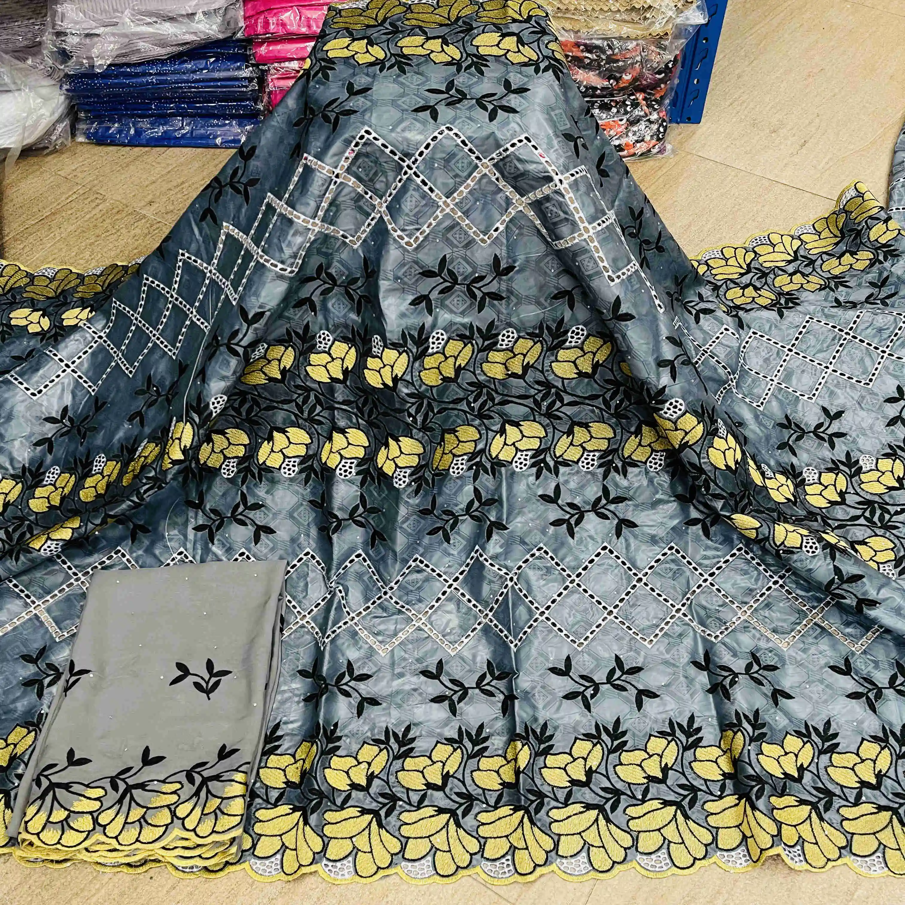 

Familiar African Bazin Riche Fabric 2021 High Quality Stones Bronzing Bazin Lace Cotton Basin Brode Fabric Brocade Lace PL21406
