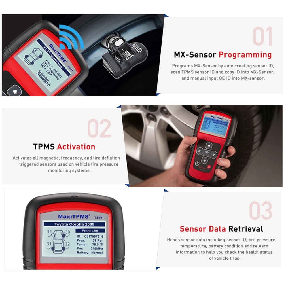 AUTEL MaxiTPMS TS401 TPMS диагностический инструмент Программирование давления в шинах MX