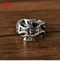 100 s925 sterling silver retro thai silver european and american domineering thick mens python winding cross ring