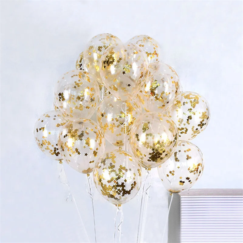 

10/20pcs Rose Gold Confetti Balloons Transparent Latex Balloon Christmas Wedding Baby Shower Decoration Birthday Party Supplies