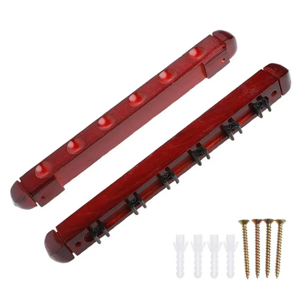 

6 Cues Wooden Billiard Cue Stick Rack Holder Professional Organizer Wall Mount For Snooker Ball Arm Holder Billiard Accessories