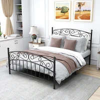 %e3%80%90usa%e3%80%80ready%e3%80%80stock%e3%80%91metal bed frame platform mattress foundation with headboard and footrest heavy duty and quick assembly