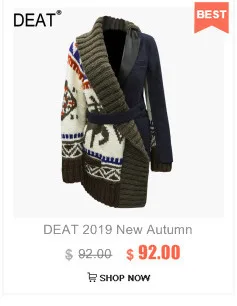 DEAT Gray Lapel Stitching Fur Long-sleeved Thick Wool Hit Color Woman Sweater Coat Casual Fashion Autumn Winter New TD065