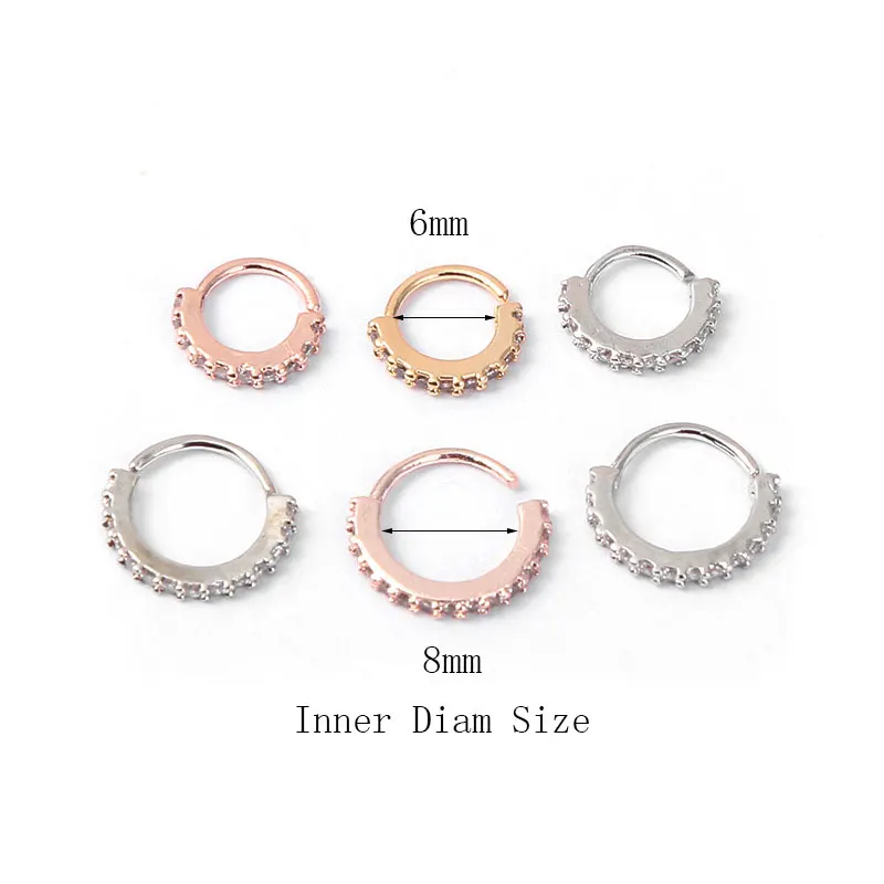 1 шт. маленькие Изящные обручи для пирсинга гибкое кольцо носа с кристаллами