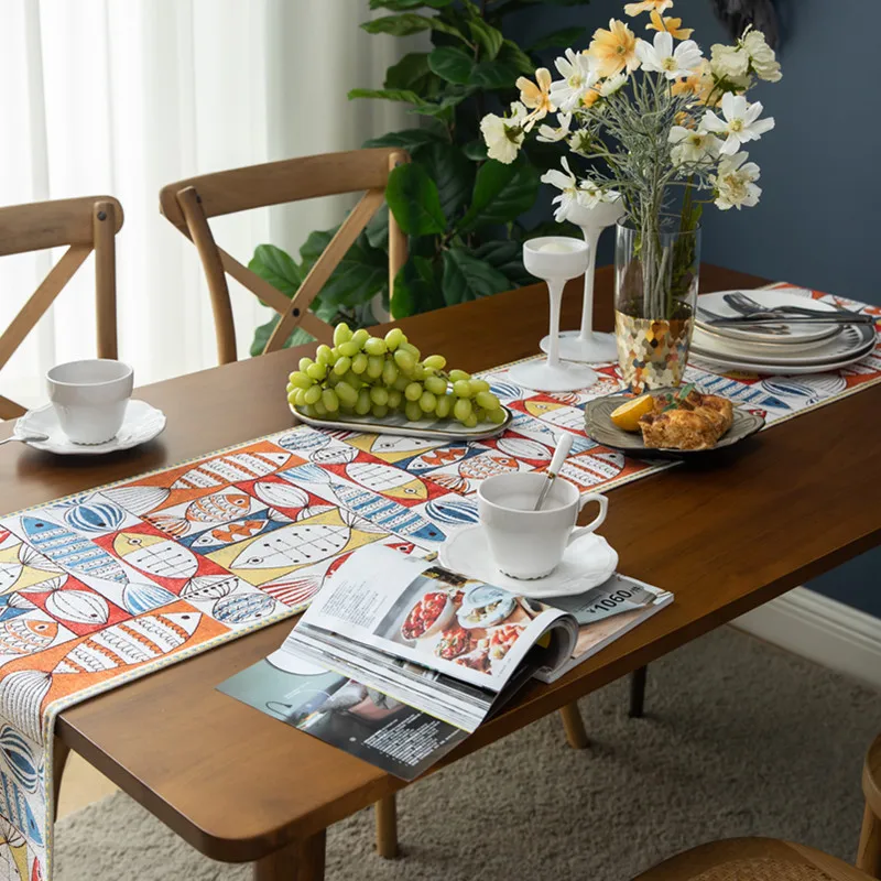 Японский жаккардовые Настольная дорожка обеденный стол декор со стразами