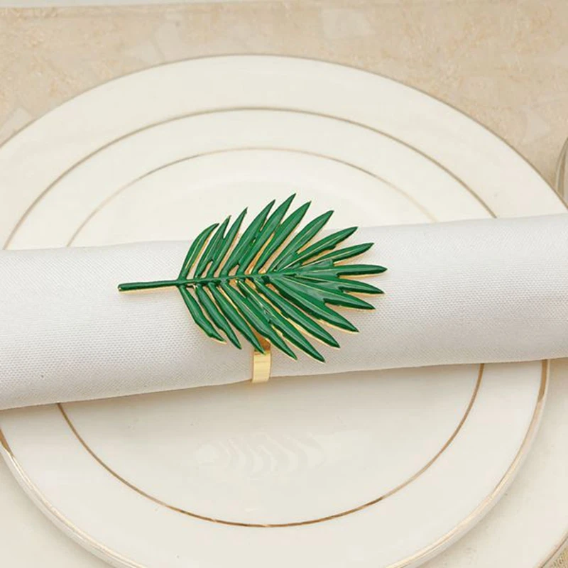 

NHBR 9Pcs/Lot New Napkin Ring Sunflower Leaf Napkin Circle Plant Leaf Napkin Buckle Meal Party Desktop Decoration