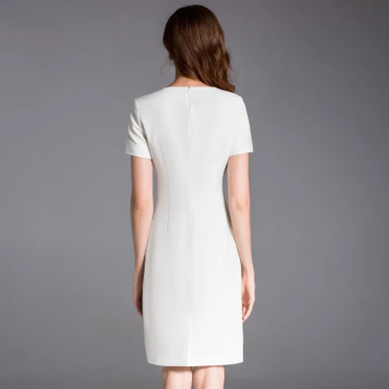 

lady pencil dress Office NEW Superior quality Spring summer women elegant sexy Party Dress white plus size Print dresses