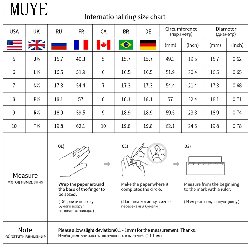 

MUYE Real 925 Sterling Silver Shining 1.2 Carat Diamond Ring for Women's Men's Classic Engagement Wedding Rings Jewelry JZ432