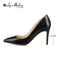 onlymaker classic pointed toe mid heel pumps slip on sexy stilettos 3 4 inch 8 5cm high heels novice shoes plus size for first