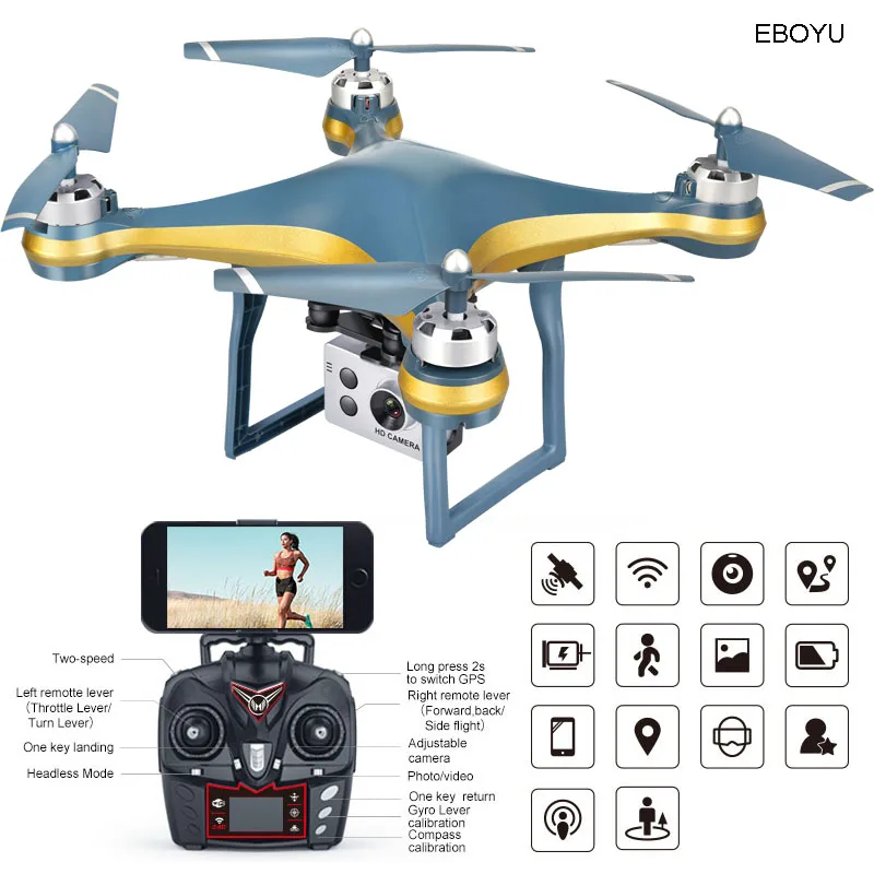 GPS Дроны с HD камерой ESC Wi Fi FPV Drone RC Quadcopter автоматическим возвратом вертолета 20 мин.