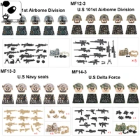 mini ww2 military us army soldiers figures building blocks city police weapon camo vest backpack gun mini bricks accessories toy