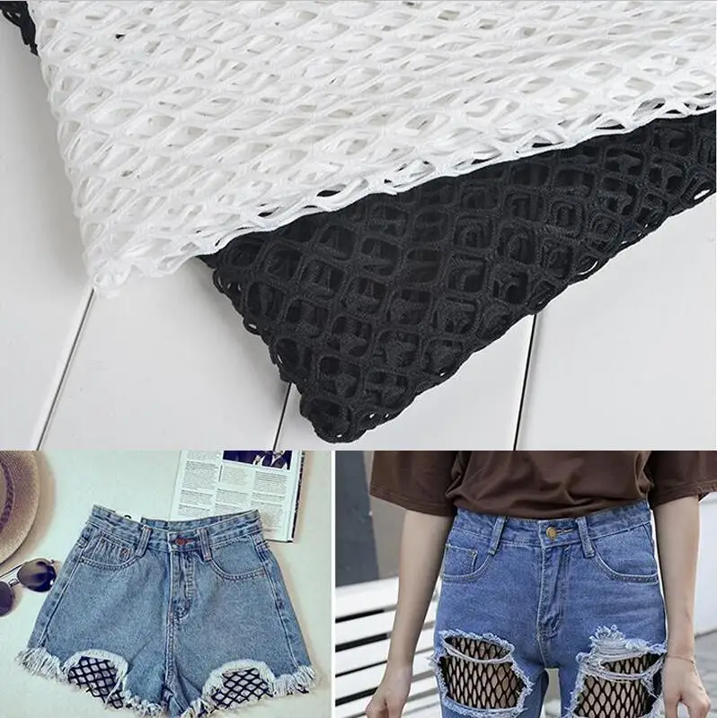 Белый черный плед полый стрейч чистая ткань с ячеистой структурой сетка