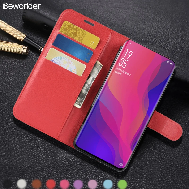 Beworld для Oppo Find X чехол из искусственной кожи личи шаблон карты Слоты флип бумажник