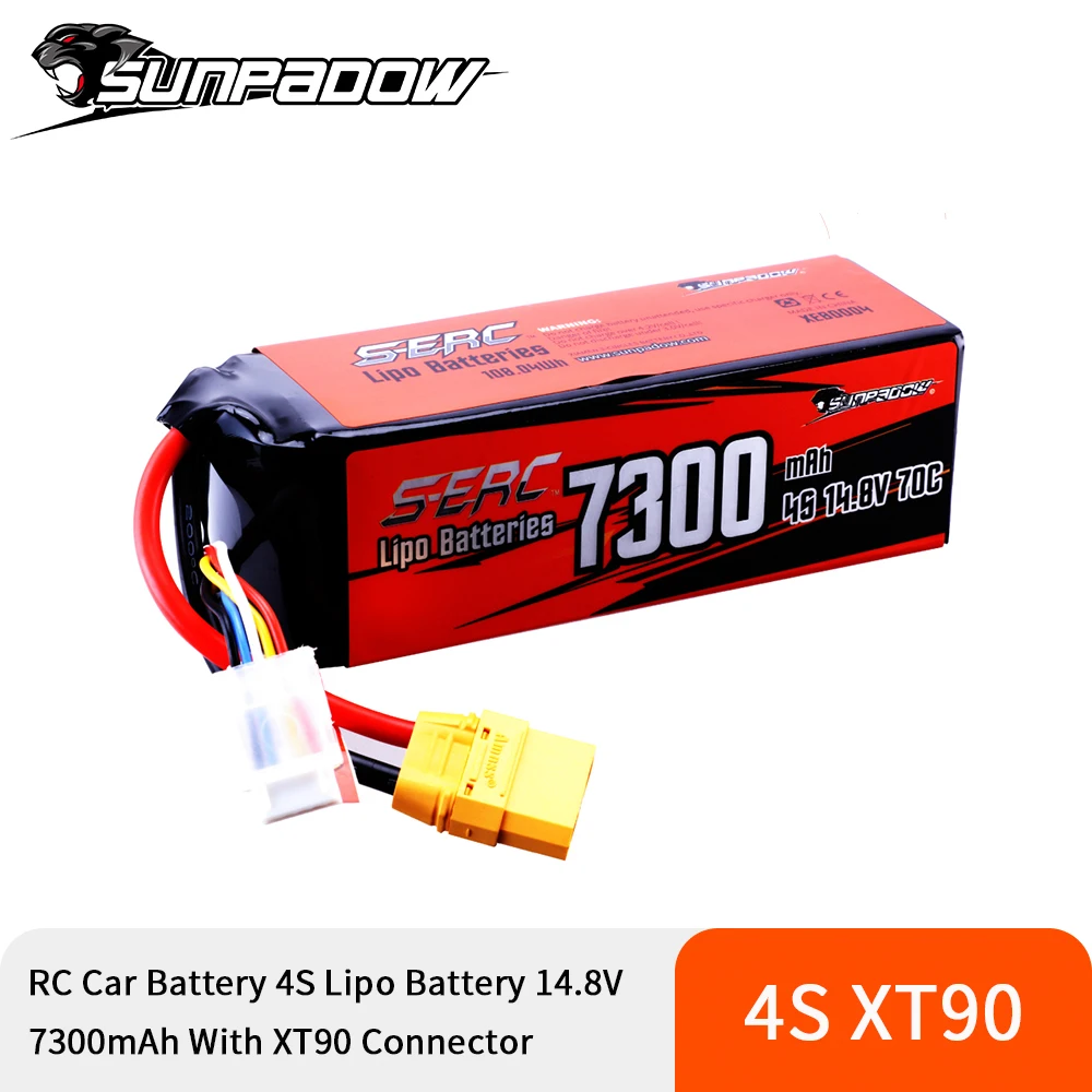 Аккумулятор Lipo SUNPADOW 4S, 14,8 в, 7300 мА · ч, 70C, с разъемом XT90, для радиоуправляемых автомобилей, багги, трюгги, гусеничный, монстр-Трак, автомобиль, хобби