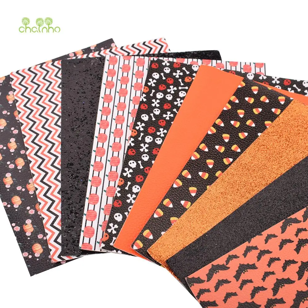 

10pcs/Lot,Printed Halloween Theme & Glitter Powder Leather Material,Single-Sided Leather,For DIY Earrings,Wallets,Hair Ornaments