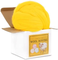 imzay wool roving bulk yellow 8 82oz super wool chunky yarn wool roving top for hand spinning felting weaving and diy craft