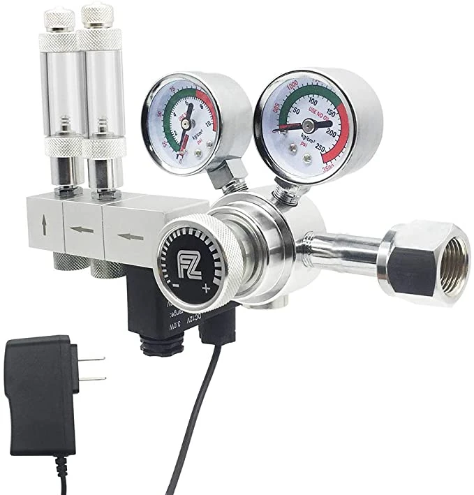 FZONE Pro Series-regulador de CO2 de doble etapa para acuario, presi&oacute;n de salida ajustable con solenoide de CC y alta precisi&oacute;n integrada-0