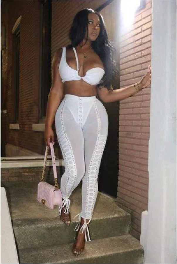 Женский Облегающий комбинезон элегантный белый из двух предметов вечерний