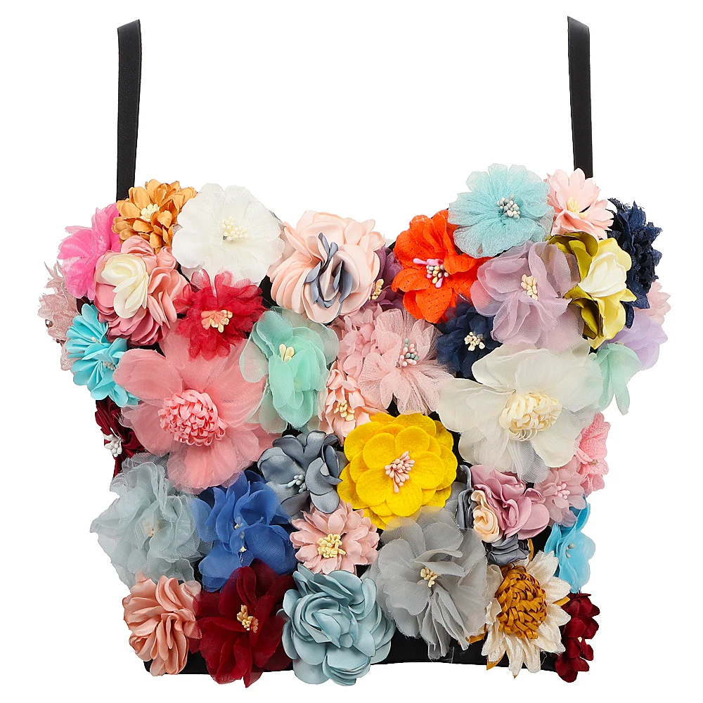 

Sexy Small Sling Bra Wrap Chest Mixed Color Flower Nightclub Party Can Wear Suspender DB961
