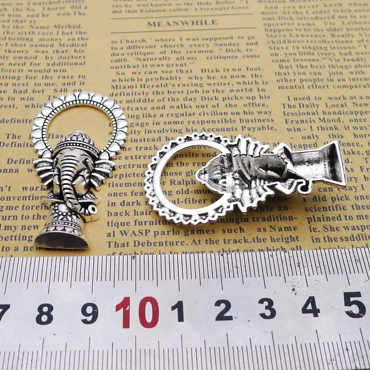 

LY469 28 * 50mm 8.2G Alloy Elephant antique Silver Retro Ornament DIY Accessories charm Pendant 15pcs/Bag