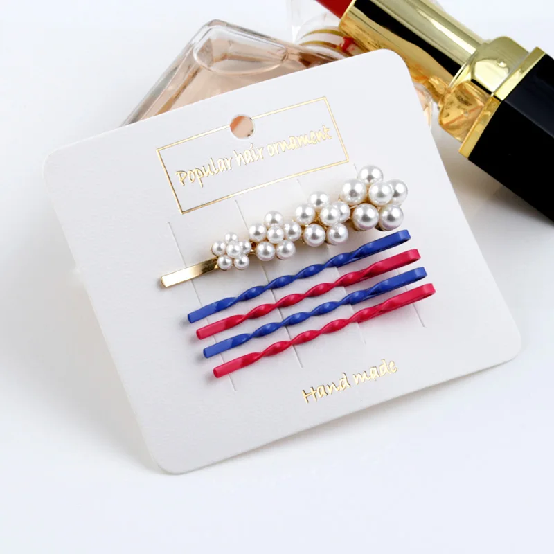 5 шт./компл. набор салазок заколки для волос с жемчугом шпильки Женские аксессуары