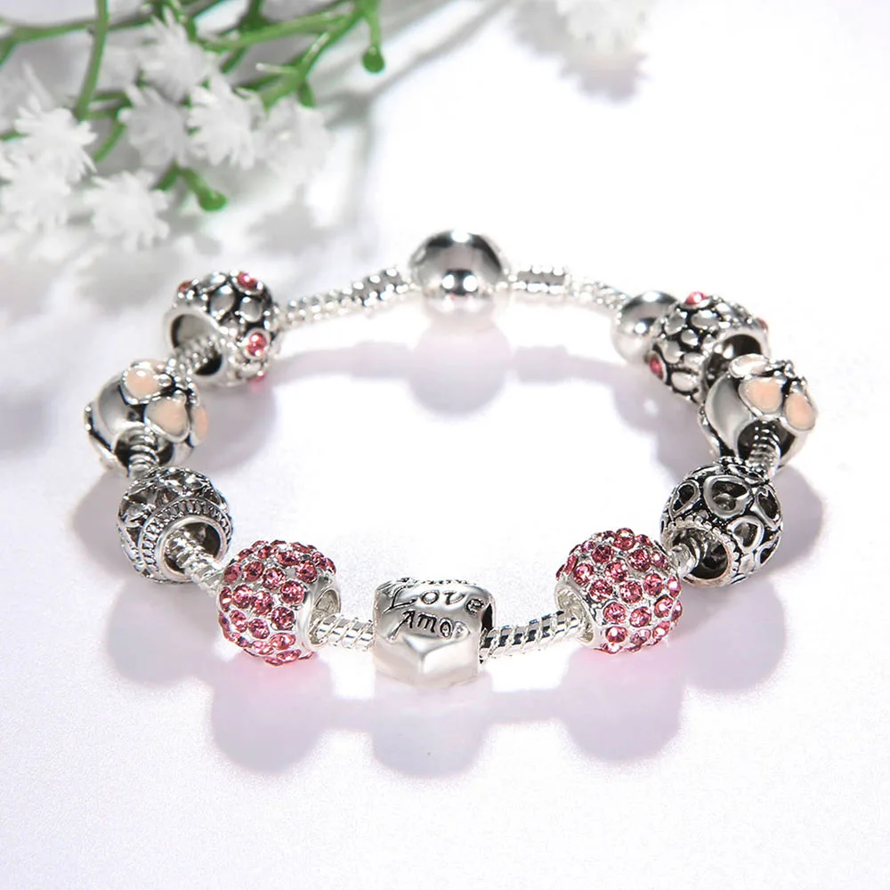 jinzeyi European and American women's bracelets fashion letter love-heart bracelet DIY handmade beaded bangles jewelry direct